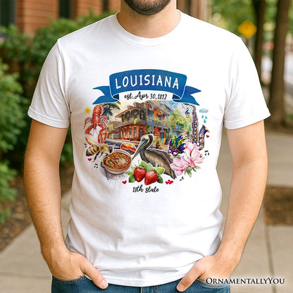 Artistic Louisiana State Themes and Landmarks T-Shirt, Tee for History and Travel Lovers