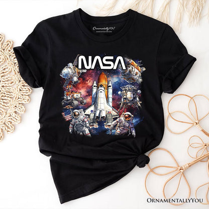 Artistic NASA Handcrafted T-Shirt, Astronaut in Outer Space with the Planets Tee