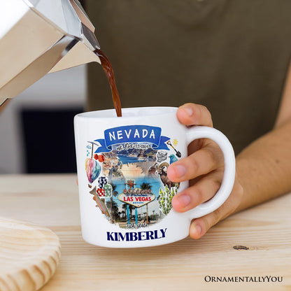 Artistic Nevada State Themes and Landmarks Personalized Mug With Custom Name