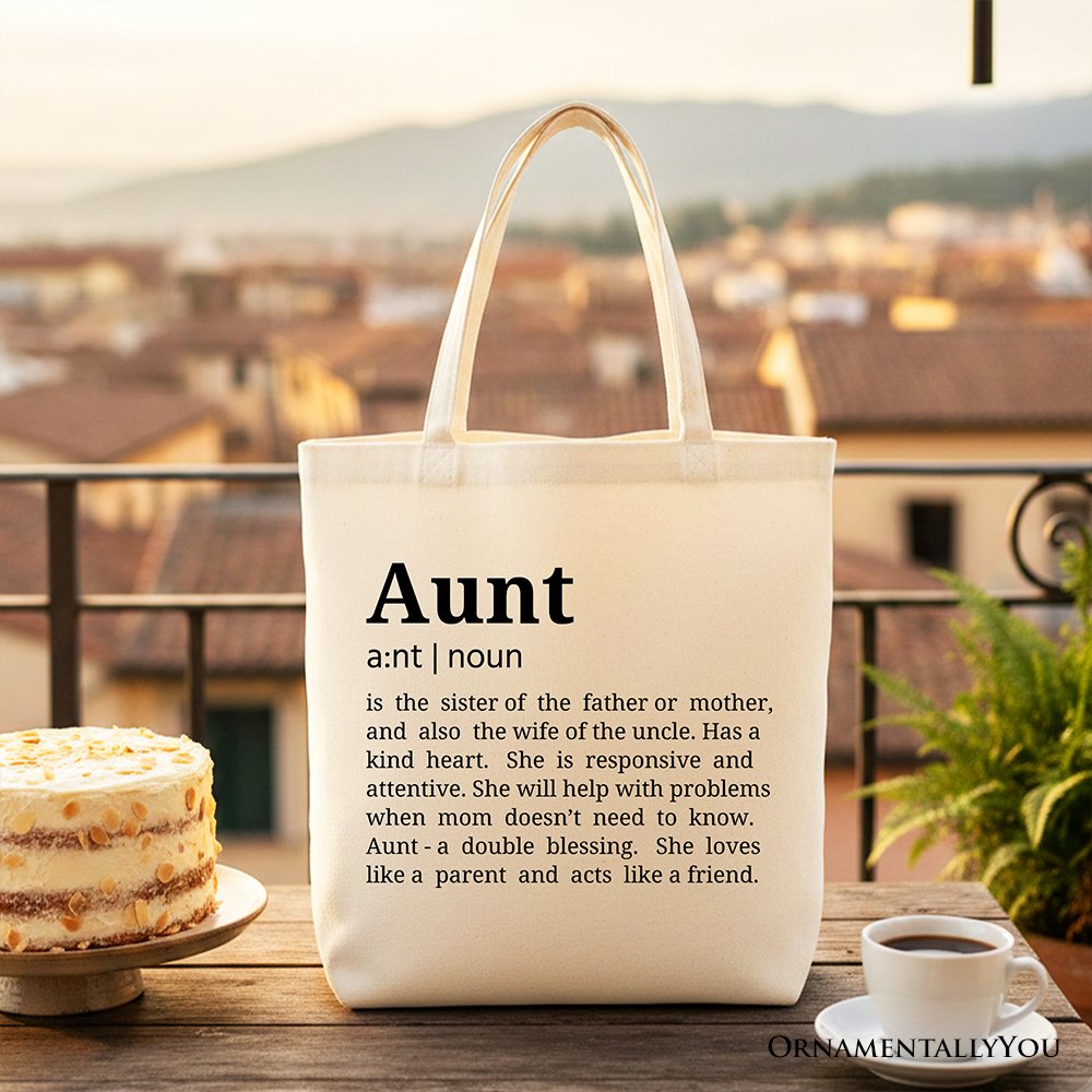 Aunt Definition Canvas Tote Bag, Funny Family Gift Shopper