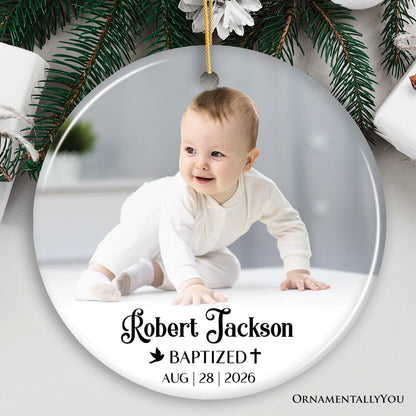 Baby Baptism Personalized Photo Ornament, Christening Keepsake Gift
