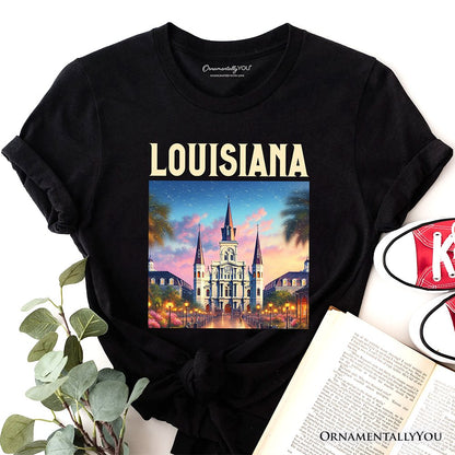 Artistic Louisiana State Cathedral T-Shirt, St. Louis Landmark Tee and Holiday Keepsake Souvenir