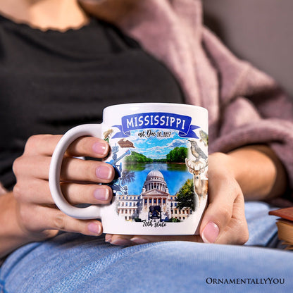 Artistic Mississippi State Themes and Landmarks Personalized Mug With Custom Name