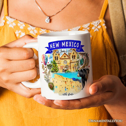 Artistic New Mexico State Themes and Landmarks Personalized Mug With Custom Name