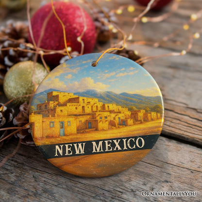Artistic New Mexico Taos Pueblo Ornament, Native American Heritage Christmas Gift and Southwestern Cultural Souvenir