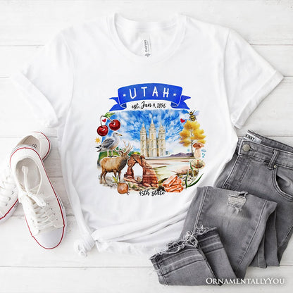 Artistic Utah State Themes and Landmarks T-Shirt, Tee for History and Travel Lovers