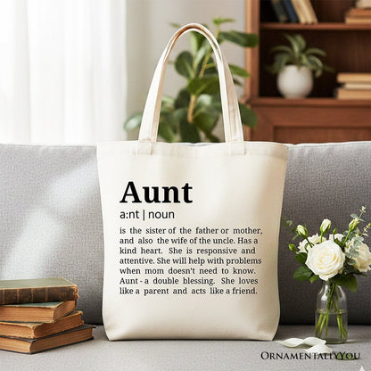 Aunt Definition Canvas Tote Bag, Funny Family Gift Shopper