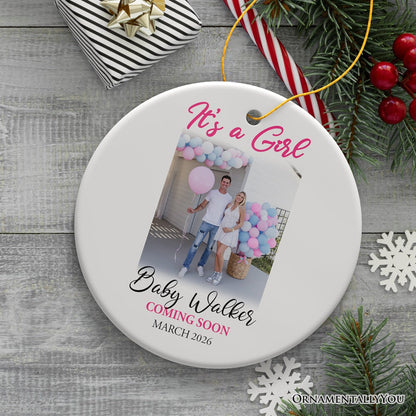 Baby Gender Reveal Personalized Photo Ornament, It’s a Boy or Girl Announcement, Small Baby Shower Gift