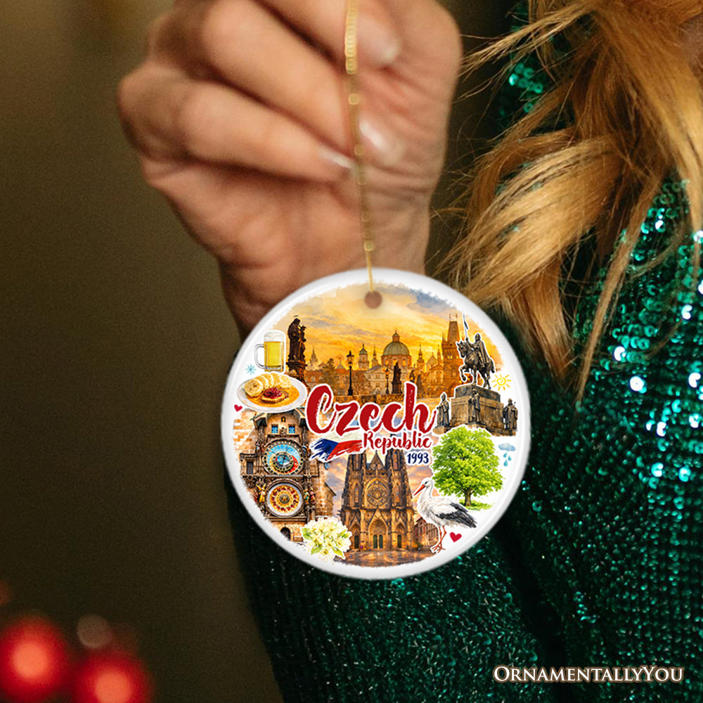 Artistic Czech Republic Landmarks Christmas Ornament, Prague Heritage Gift and Souvenir