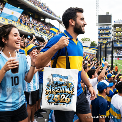 Argentina 2026 Soccer Cup Global Championship Tote Bag, Fans Football Gift Shopper