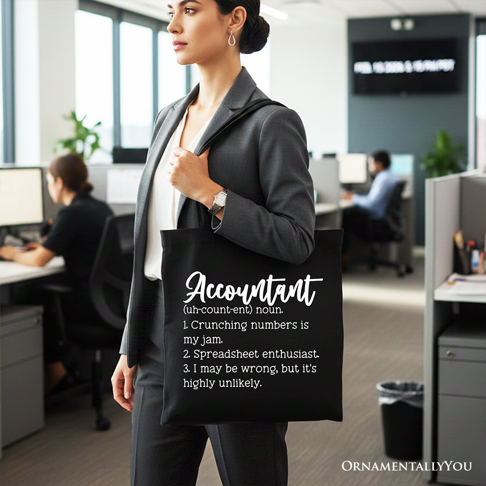 Accountant Definition Canvas Tote Bag, Finance Office Employee Gift Shopper