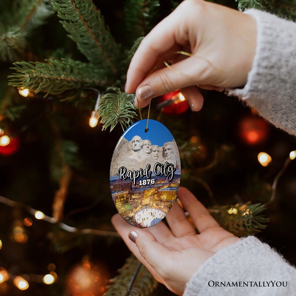 Adventurous Rapid City Christmas Ornament, South Dakota Mt. Rushmore Heritage Gift and Souvenir