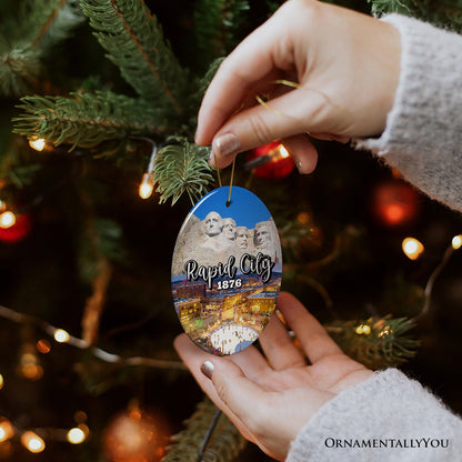 Adventurous Rapid City Christmas Ornament, South Dakota Mt. Rushmore Heritage Gift and Souvenir