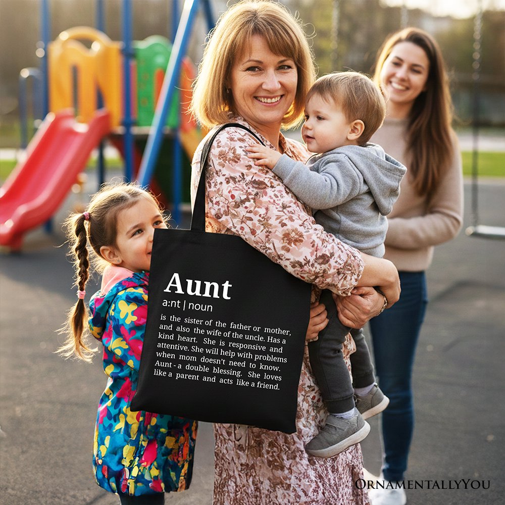 Aunt Definition Canvas Tote Bag, Funny Family Gift Shopper