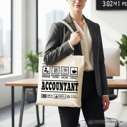 Accountant Nutrition Facts Tote Bag, Bookkeeper Humor Gift Shopper