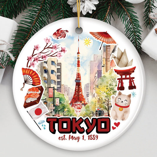 Artistic Tokyo Cultural Heritage Ornament, Japanese Style Timeless Zen Keepsake