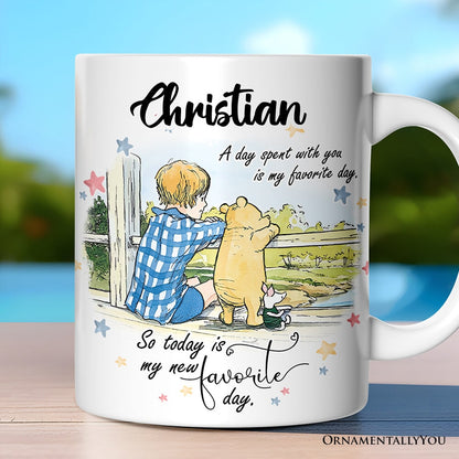 A Day with You is My Favorite Winnie-the-Pooh Personalized Mug, 1926 A.A. Milne Gift with Custom Name
