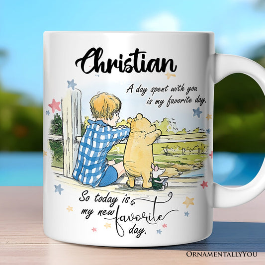 A Day with You is My Favorite Winnie-the-Pooh Personalized Mug, 1926 A.A. Milne Gift with Custom Name