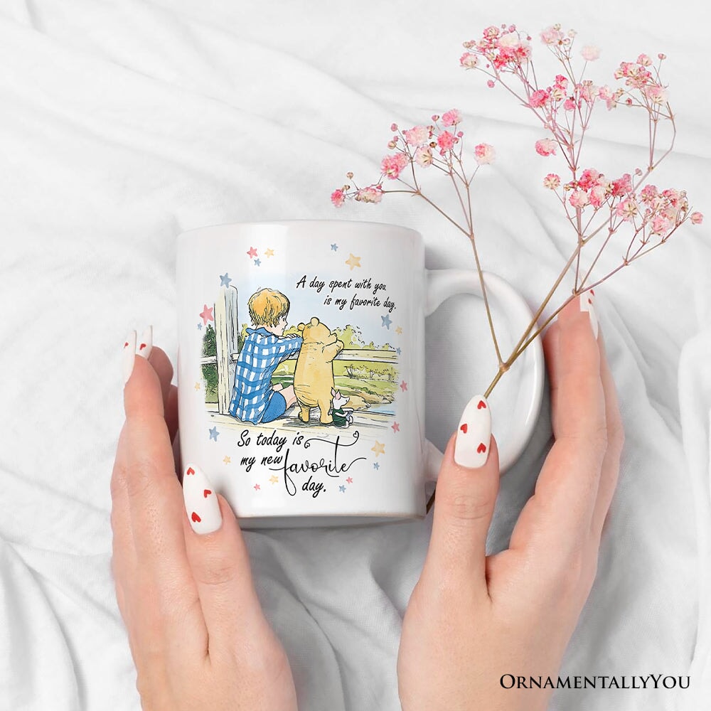 A Day with You is My Favorite Winnie-the-Pooh Personalized Mug, 1926 A.A. Milne Gift with Custom Name