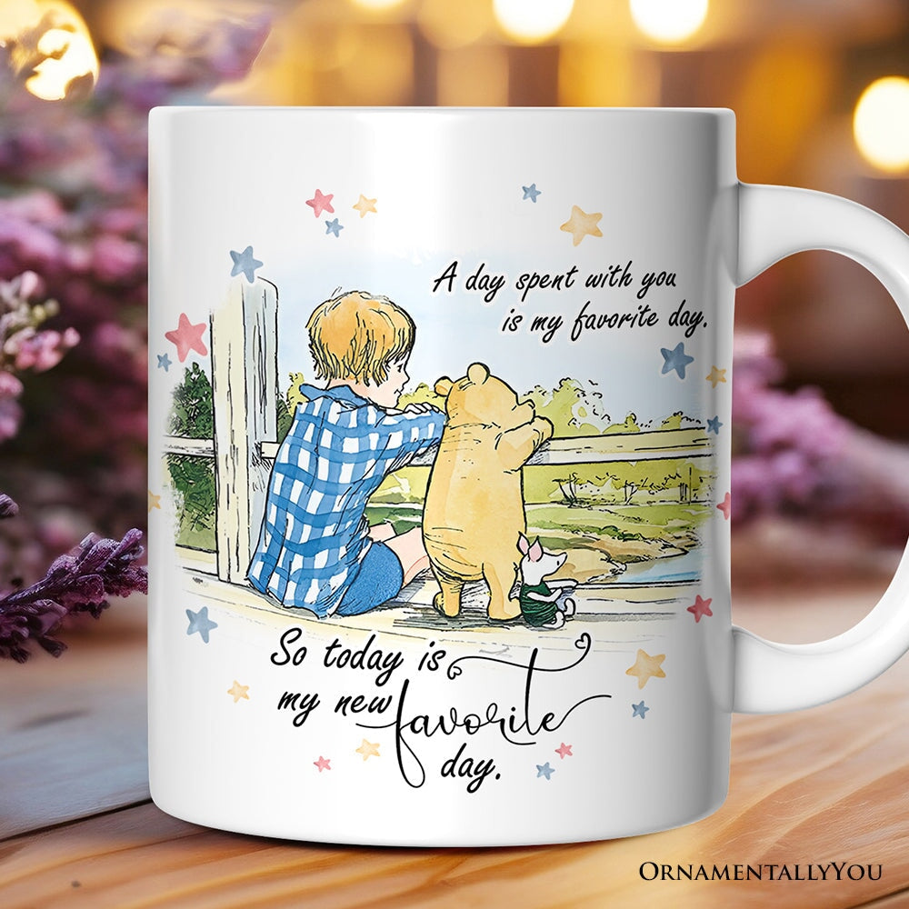 A Day with You is My Favorite Winnie-the-Pooh Personalized Mug, 1926 A.A. Milne Gift with Custom Name
