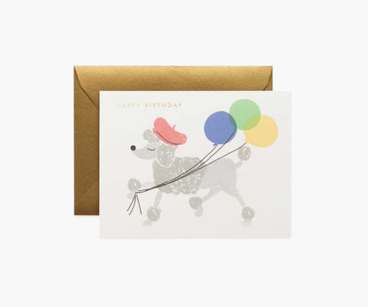 French Poodle Birthday Card - Single Card