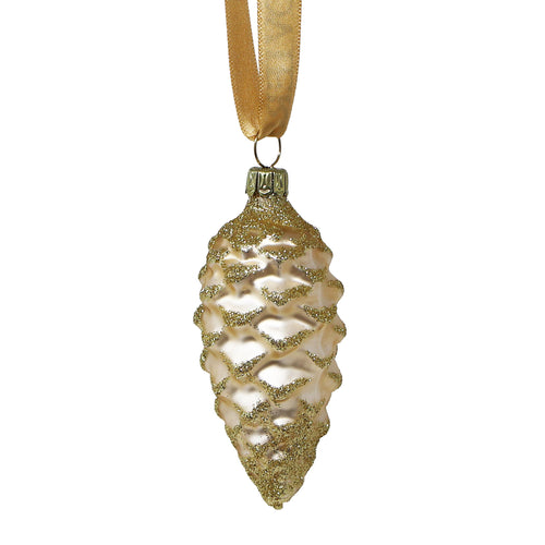 Hand Blown Glass Small Pinecone Ornament Set of 6