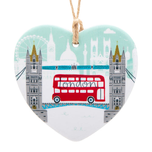 Jessica Hogarth Tower Bridge Hanging Ceramic Heart Decoration