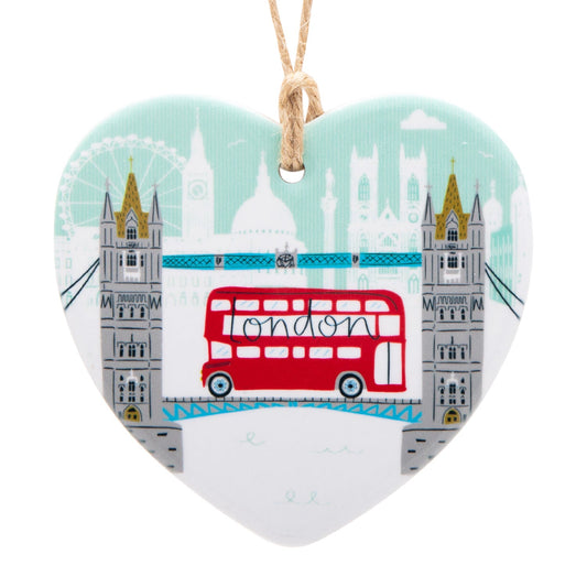Jessica Hogarth Tower Bridge Hanging Ceramic Heart Decoration
