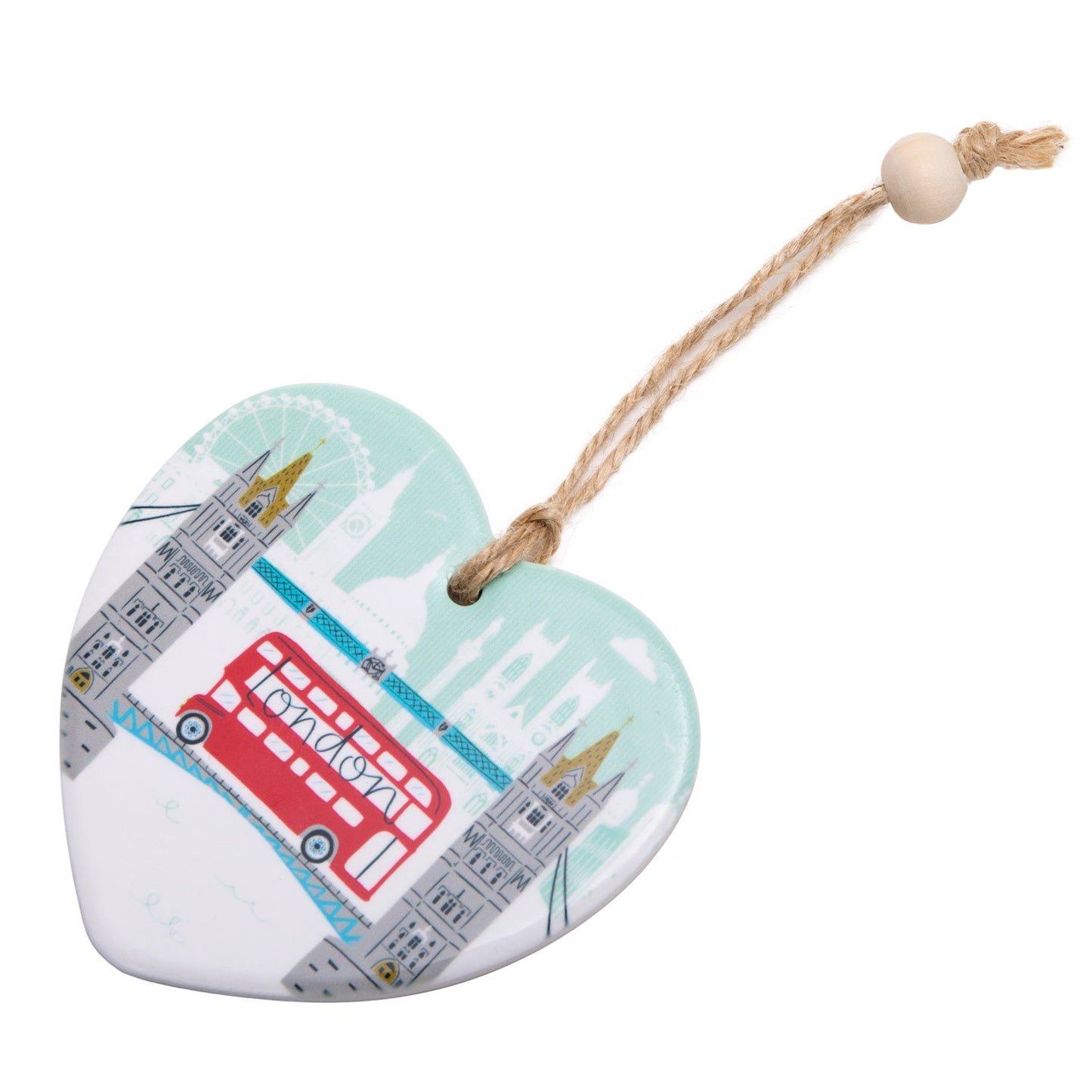 Jessica Hogarth Tower Bridge Hanging Ceramic Heart Decoration