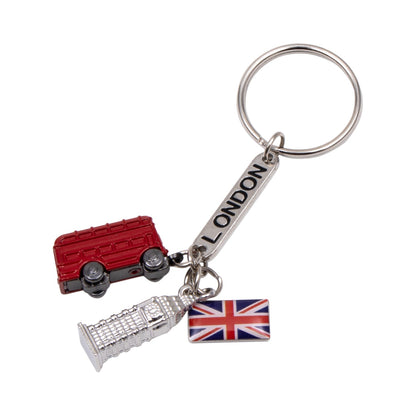 London Charms Keyring - Bus, Big Ben and Union Jack