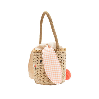 Gingham Bunny Straw Bag