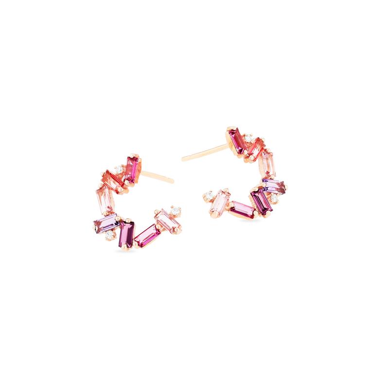 Zuri Pink Mix Baguette Hoops