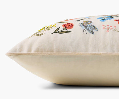 Curio Garden Embroidered Pillow - White