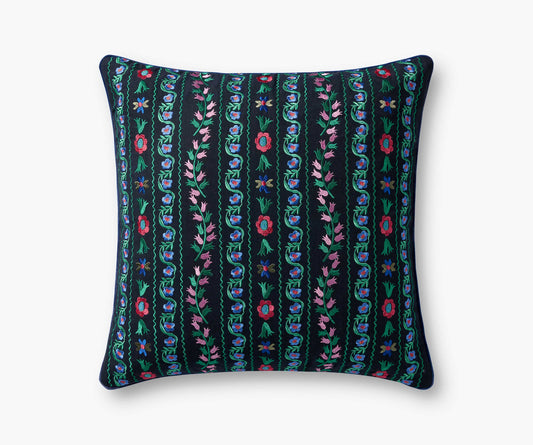 Delphine Embroidered Pillow - Navy