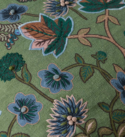 Maple Embroidered Pillow - Green