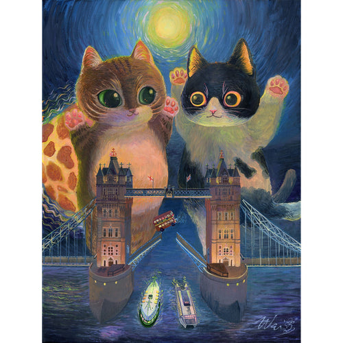 Paws Beneath The Moon A4 Print