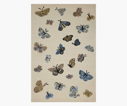 Highgrove Butterfly House Wool Hooked Rug - Cream