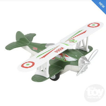 5.25" Die-Cast Pull Back Classic Biplane