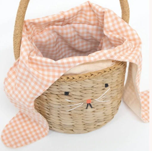 Gingham Bunny Straw Bag