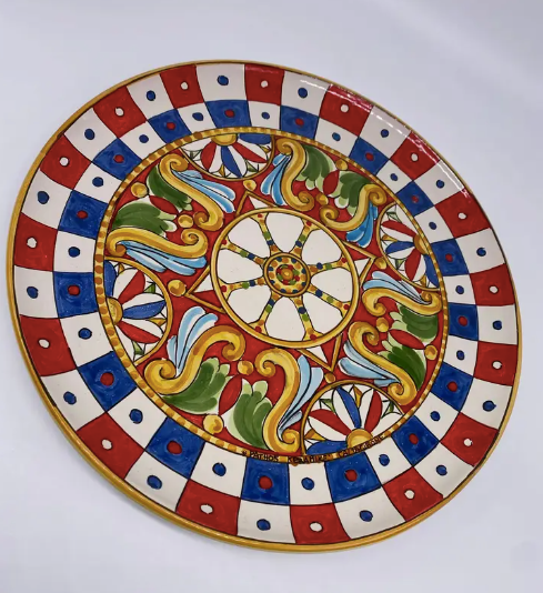 Hand-painted Decorative Plate Diameter 30 cm “Carretto” Decoration