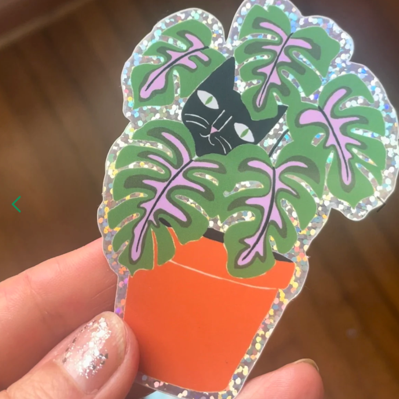 Cat in Pot Glitter Sticker