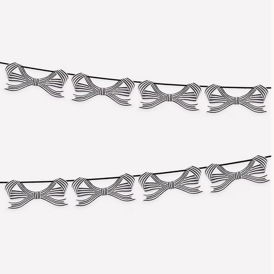 Black & White Stripy Bow Garland