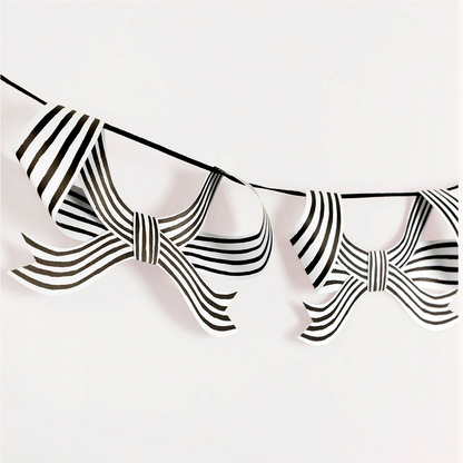 Black & White Stripy Bow Garland