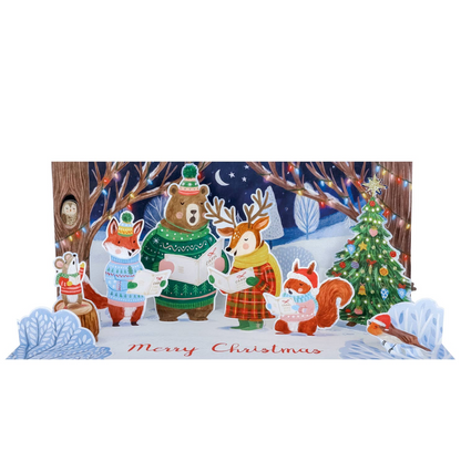 Caroling Critters Woodland Pop-up Christmas Card with Sound