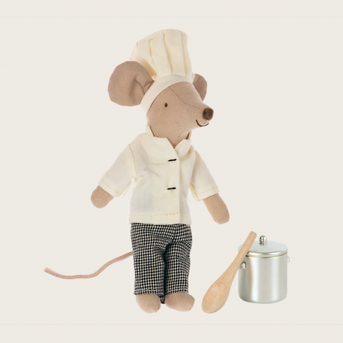 Chef Mouse with Soup Pot and Spoon
