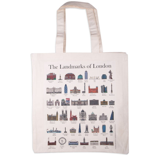 The Landmarks Of London Cotton Canvas Tote Bag