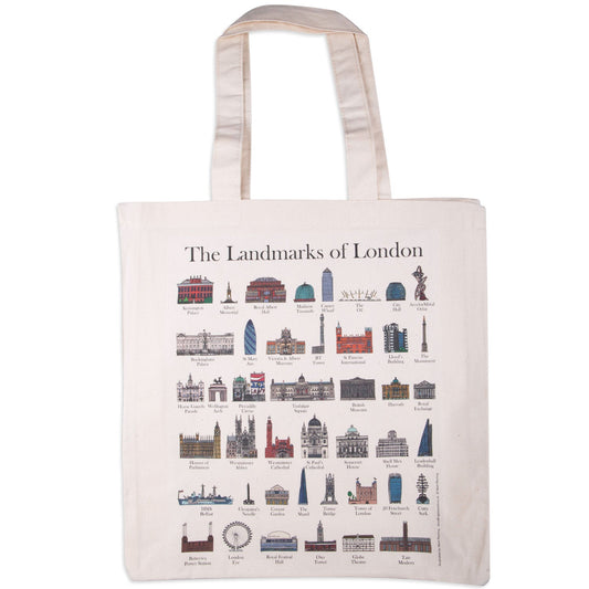 The Landmarks Of London Cotton Canvas Tote Bag