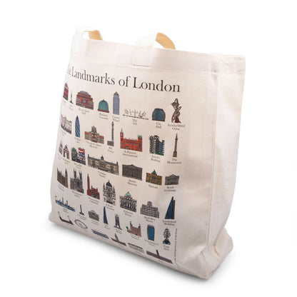 The Landmarks Of London Cotton Canvas Tote Bag