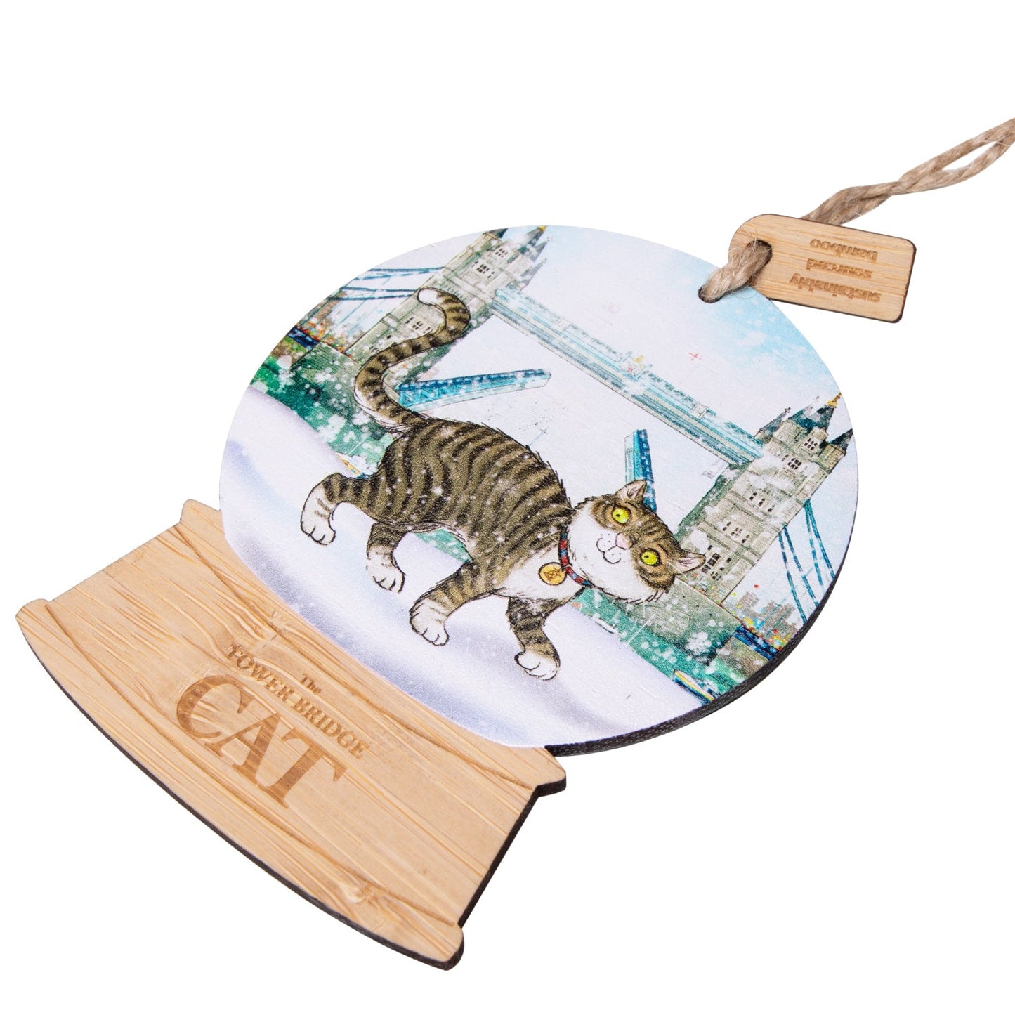 The Tower Bridge Cat Wooden Snowglobe Decoration