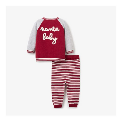 Santa Baby Varsity Jacket & Striped Pant Set